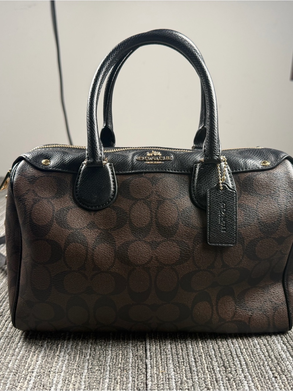 Coach Brown and Black Signature Satchel